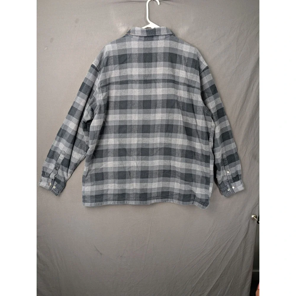 Columbia Mens Plaid Fleece Lined Flannel Shirt Jacket Gray XXL